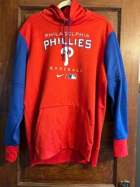 Team Issued MLB Philadelphia Phillies Nike Therma Fit Hoodie Red Mens XL